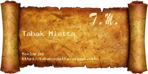 Tabak Mietta névjegykártya